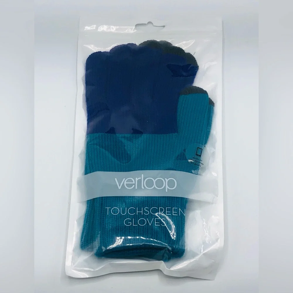 Verloop Color Block Touchscreen Gloves Mittens Green Blue Black Color OS